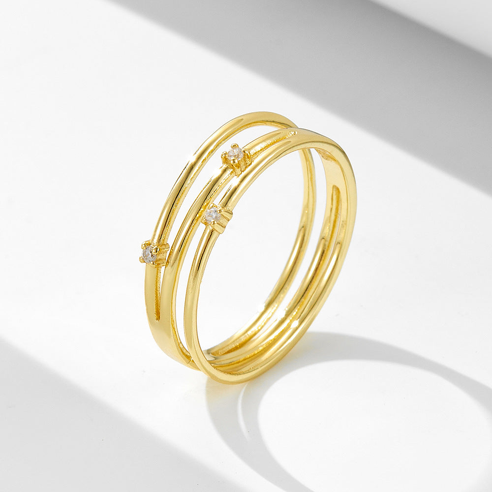 S925 Pure Silver Multi-Layer Hollow Zircon Ring Cool Wind Zircon Index Finger Ring