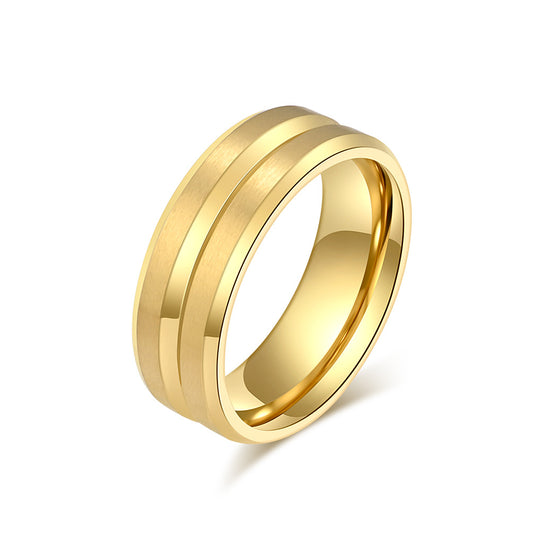 Planderful Titanium Steel Ring With Brushed V-Slot Finish Unisex Everyday Jewelry For Him And Her