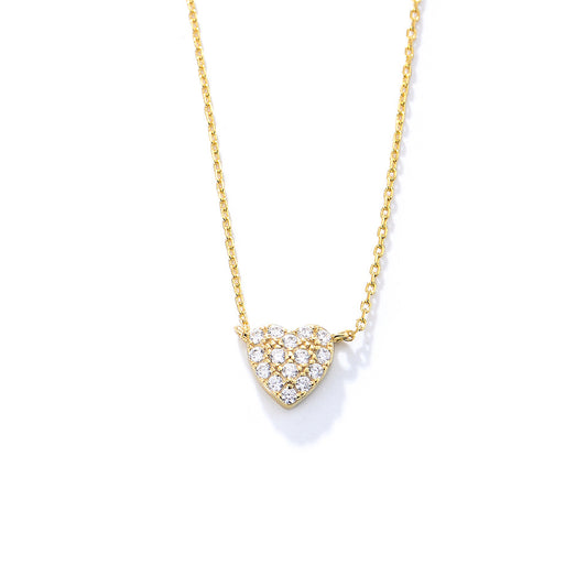 S925 Sterling Silver Heart-Shaped Micro-Inlaid Zircon Necklace Japanese Sweet Full Love Wholesale