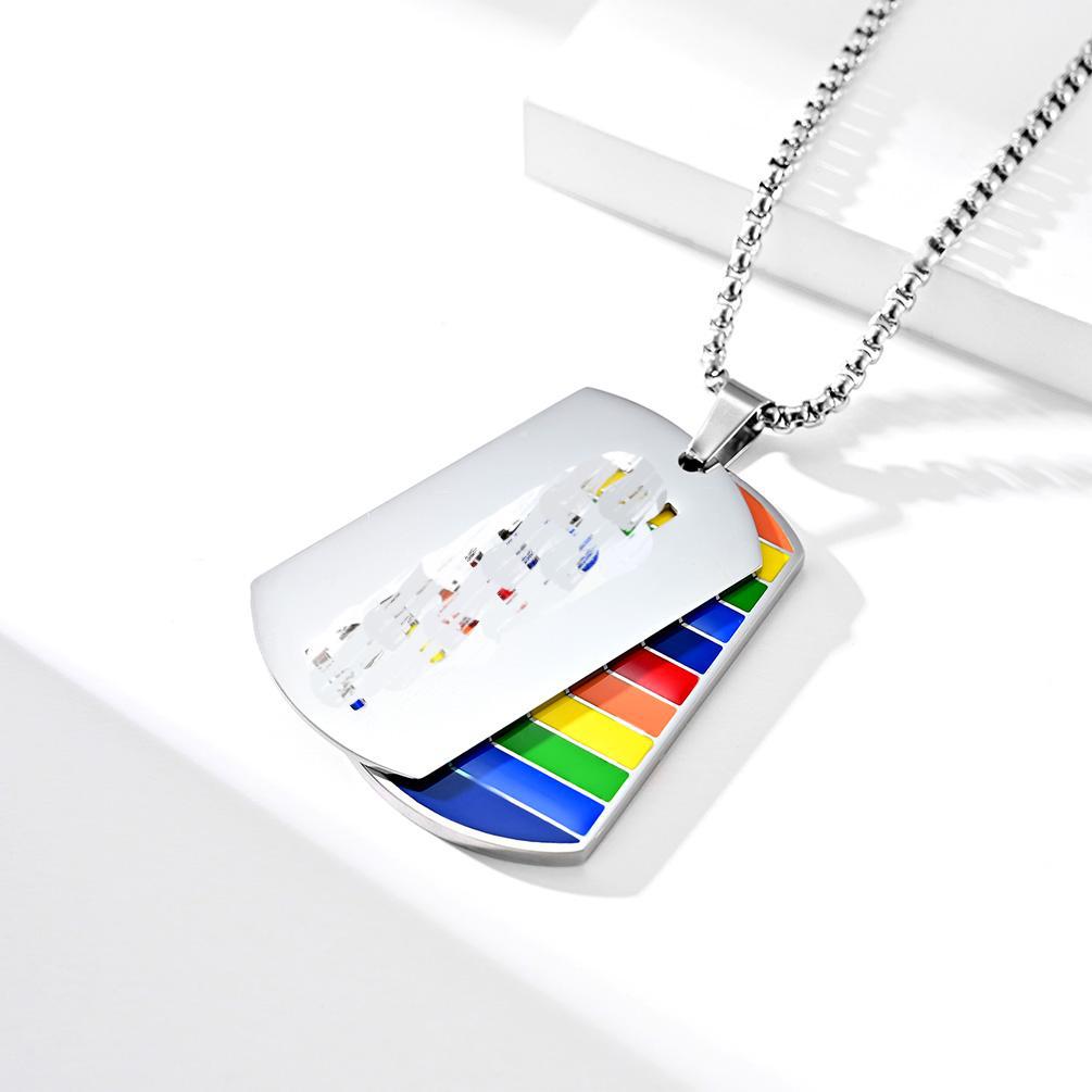 Rainbow Stainless Steel Double-Layer Pendant Unisex Single Necklace