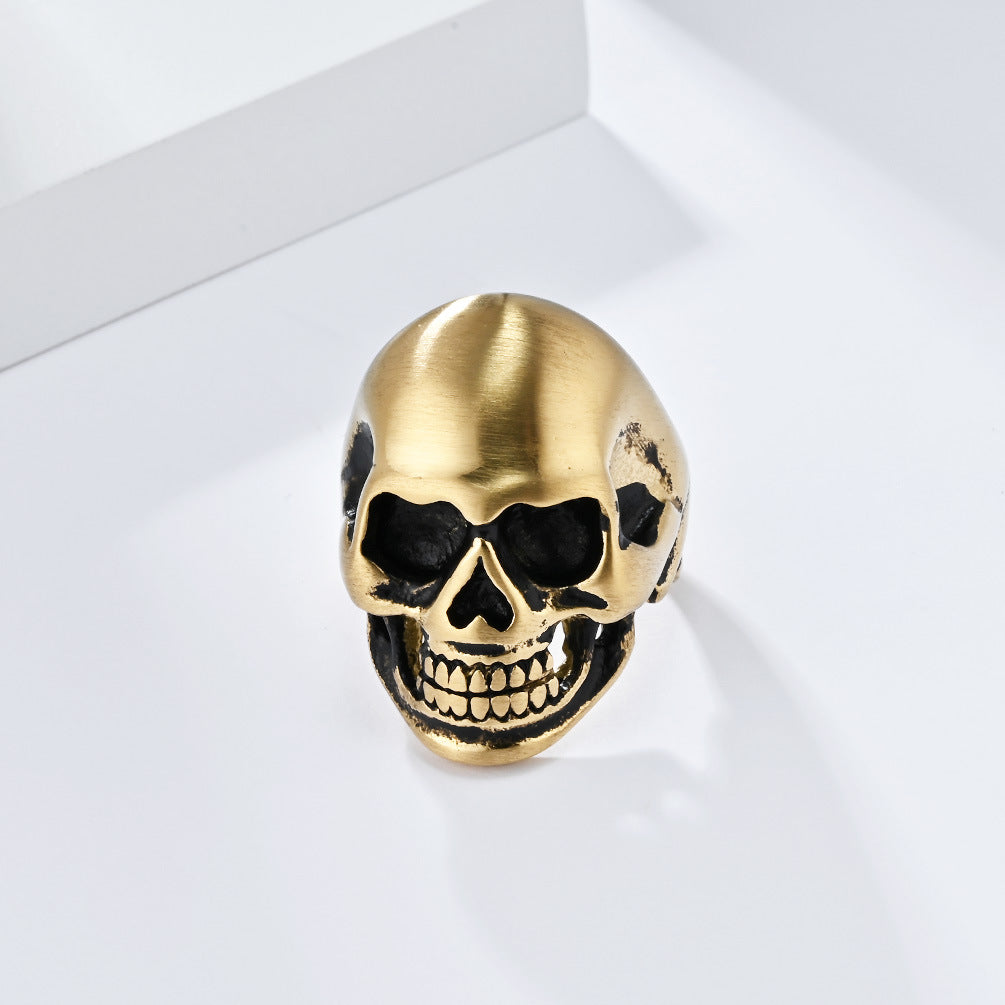 Dark Classic Skull Titanium Steel Ring for Men's HipHop Jewelry