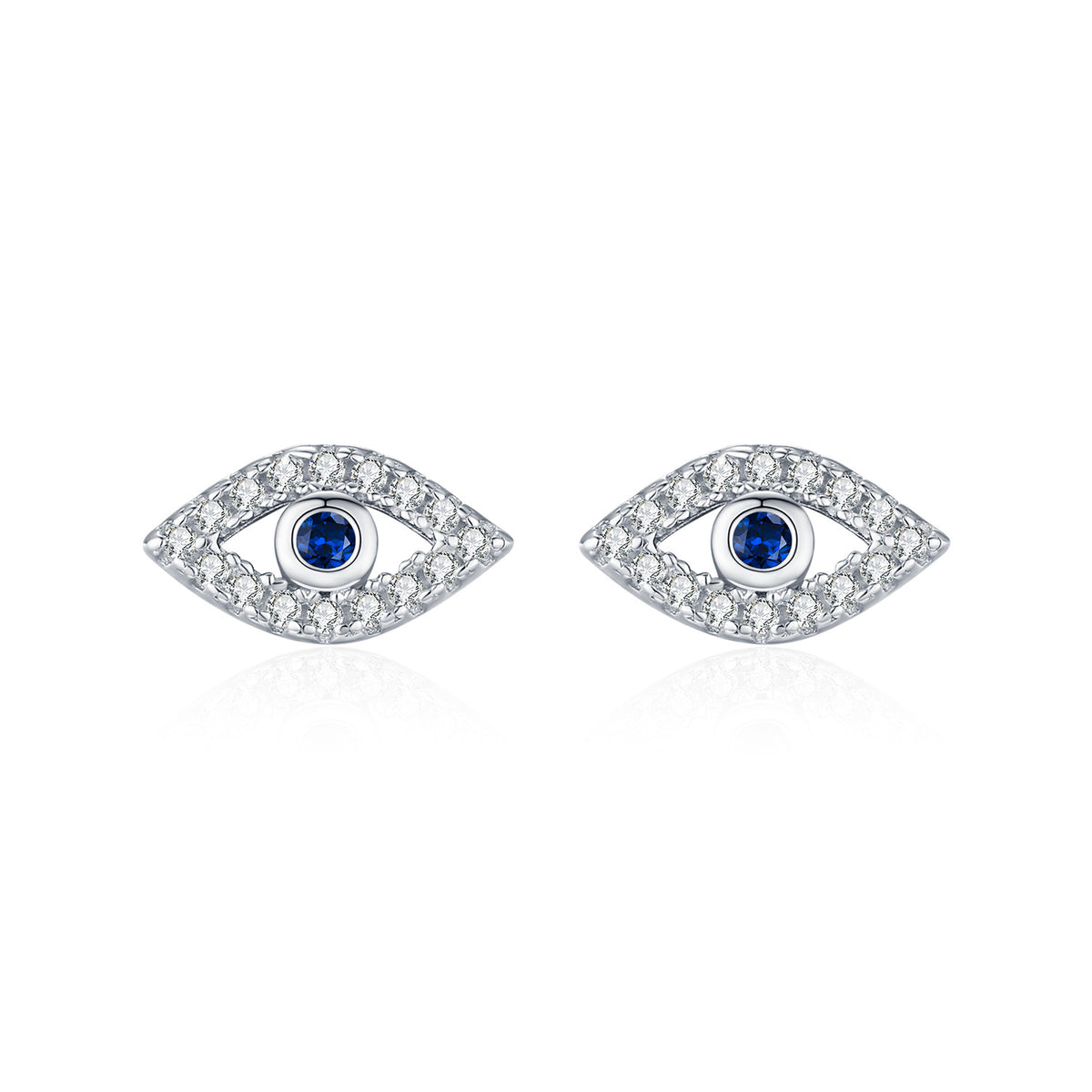 925 Sterling Silver Eye Pavé Zircon Stud Earrings