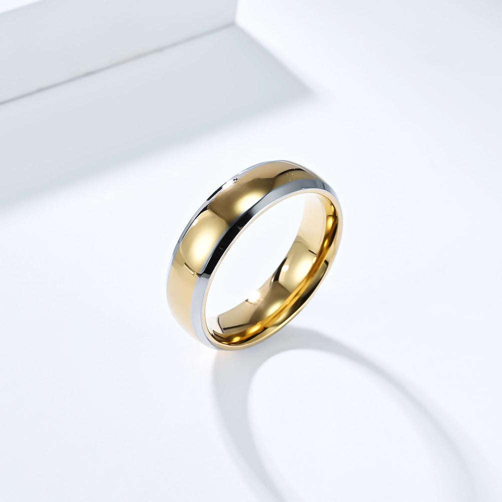 Planderful Everyday Genie Two Tone Titanium Steel Ring For Men Glossy Modern Jewelry