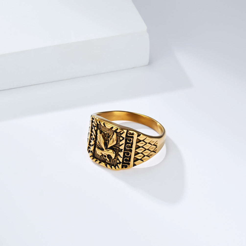 Planderful Stainless Steel Ring For Men Retro Wings Bold