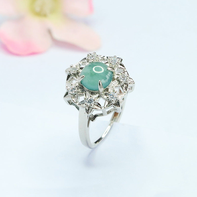 Blue-Water Jadeite Vine Ring