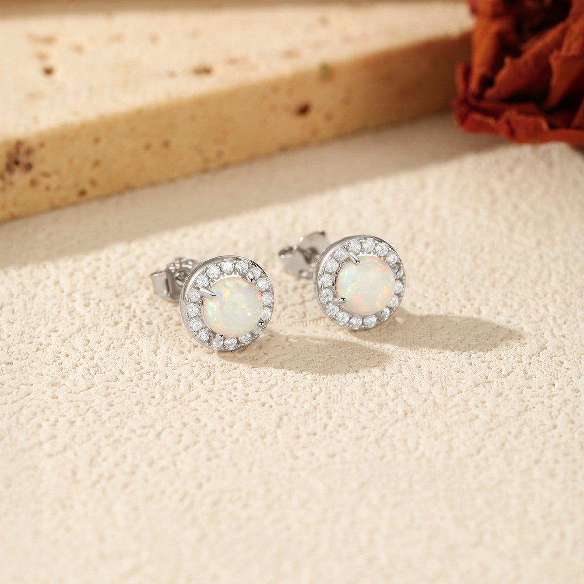 925 Sterling Silver Opal Earrings