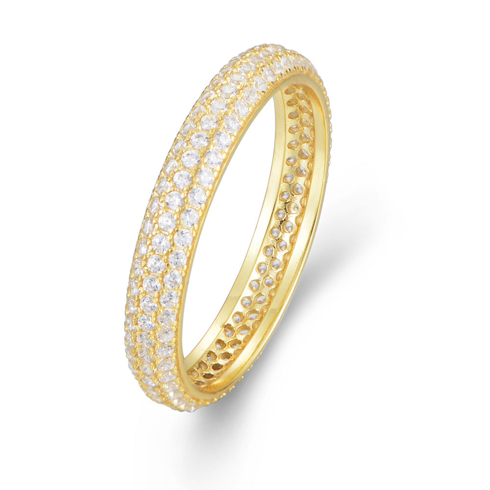925 Sterling Silver, The Whole Circle Is Full Of Zircon, Slightly Inlaid Zircon Ring