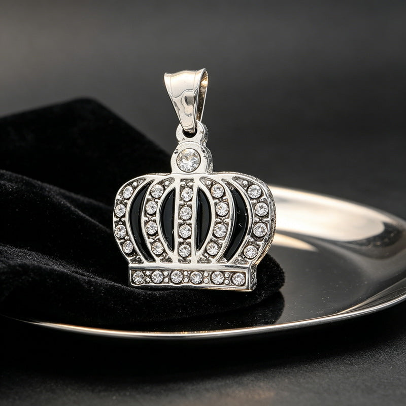 Hiphop Hip Hop Crown Auspicious Pendant, Rock Club Full Of Zircon Cartoon Frog Necklace