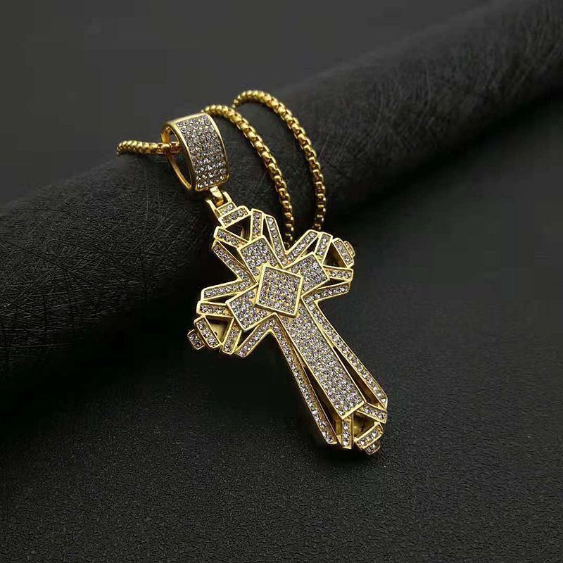 Steel Necklace - Statement Cross Pendant