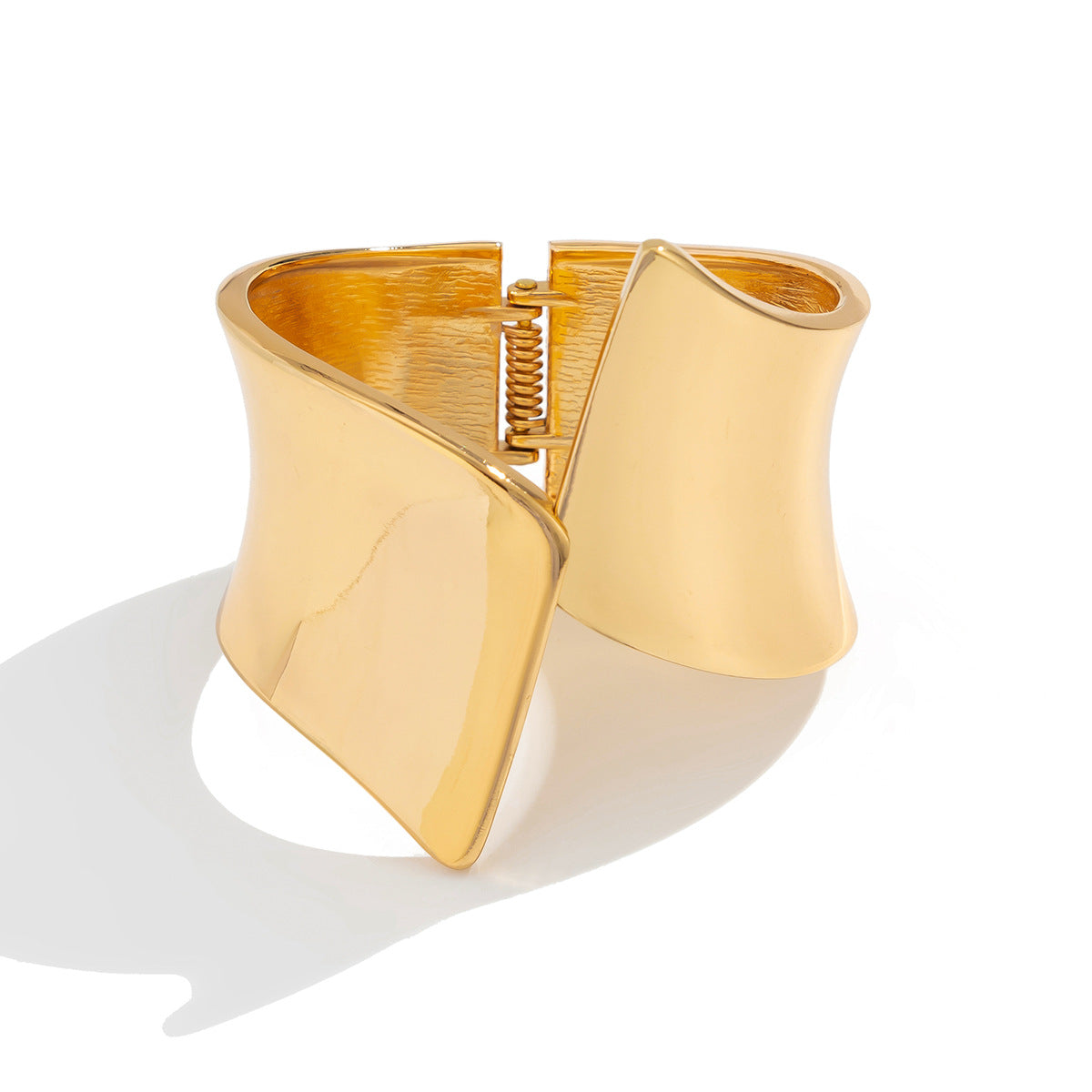 Planderful Vienna Verve Geometric Patchwork Metal Bracelet For Women Glossy Open Top Wind Inspired Design