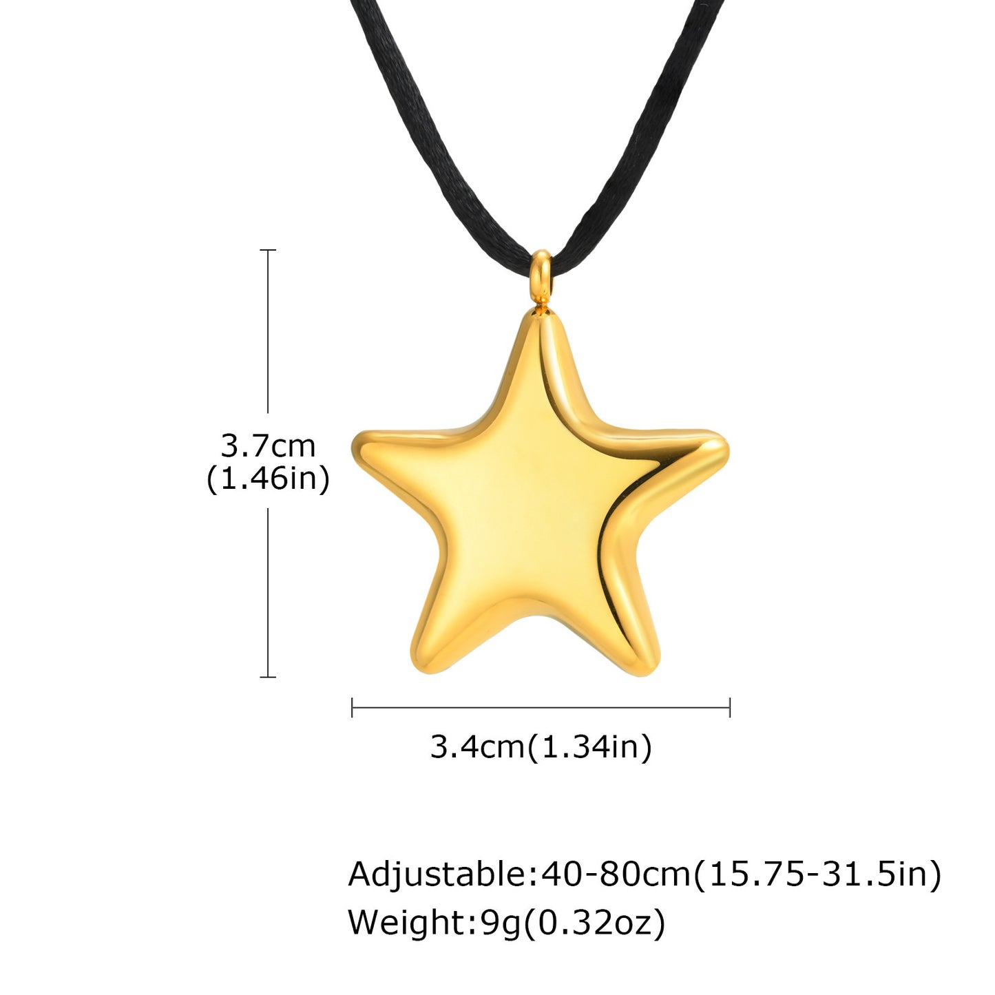 Titanium Steel – Stainless Steel Geometric Oval Pentagram Conch Leaf Pendant Necklace Gold
