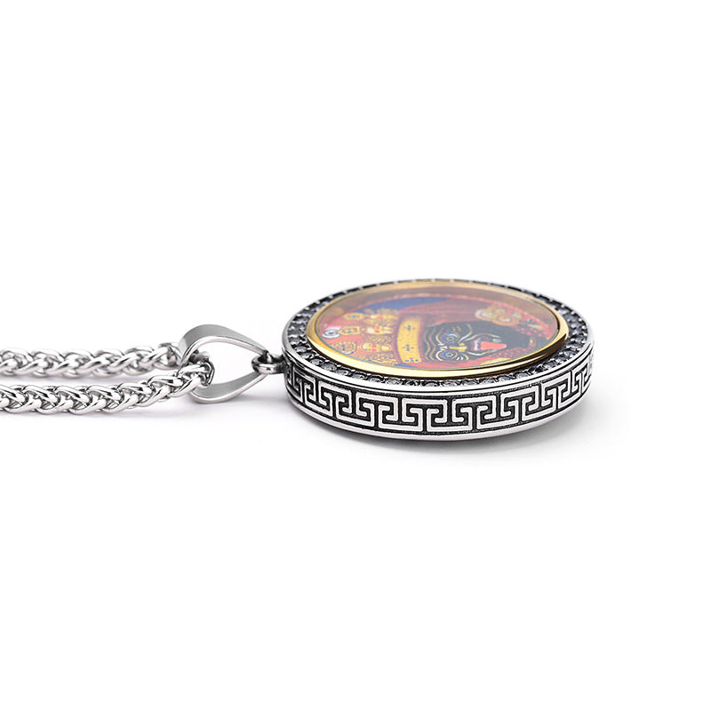 Zircon Necklace - Vintage For Men Amulet In Titanium Steel Handmade Planderful Jewelry