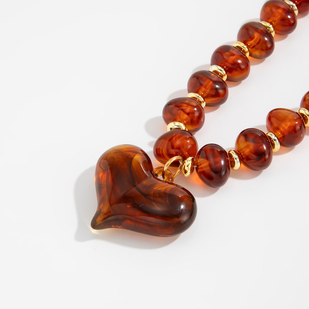 Amber Heart Maillard Bead Necklace