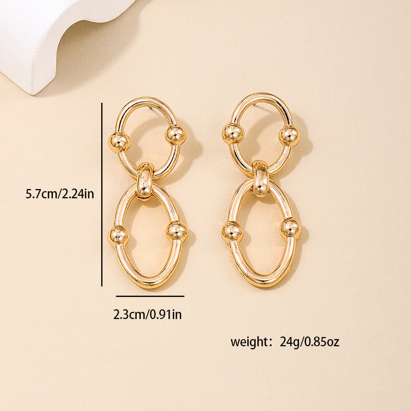 Exaggerated Geometric Fusion Earrings with Stylish Vienna Verve Details for Women