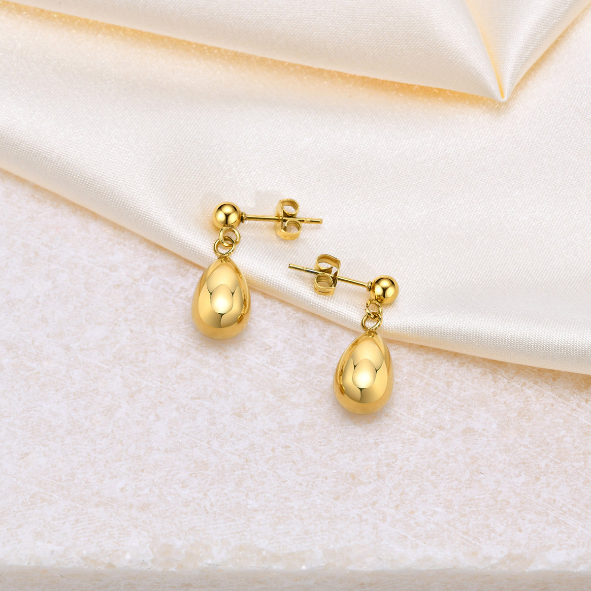 Gold-Tone Teardrop Jewelry — Earrings or Necklace