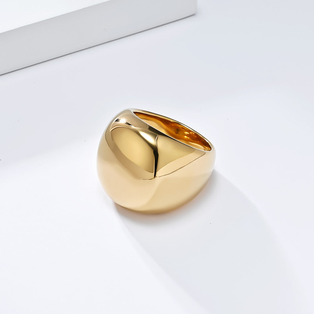 INS European and American Gold-Plated Stainless Steel Ring