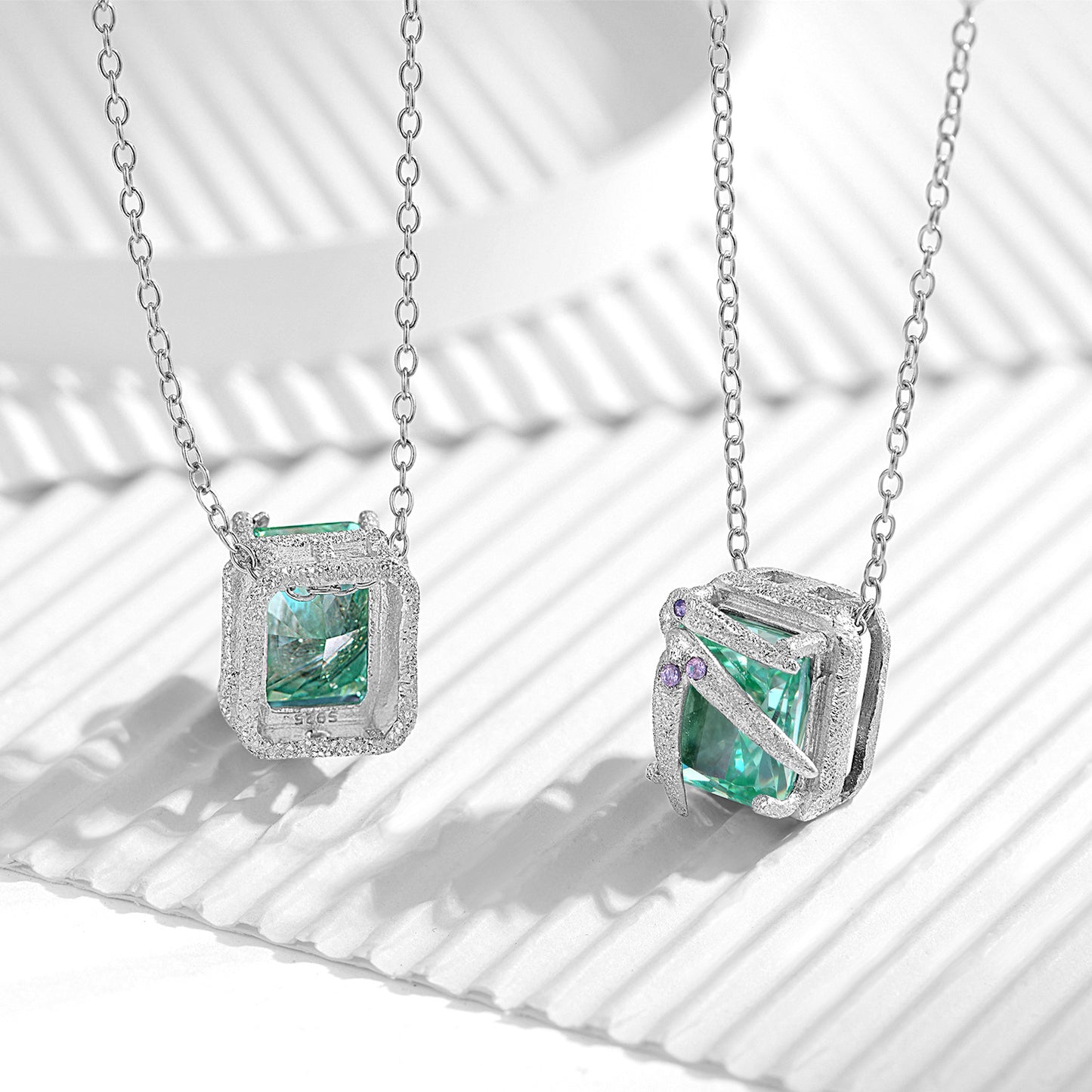 Planderful Everyday Genie S925 Sterling Silver Phoenix Feather Necklace Inlaid Ice Flower Cut Blue Ice High Carbon Zircon Clavicle Chain