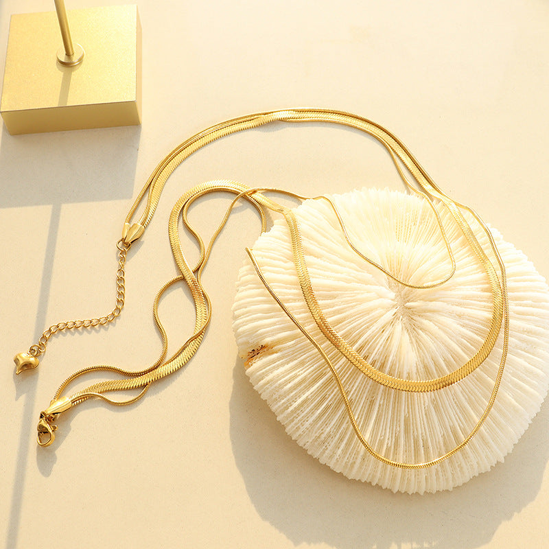 Luxury Triple Layered Necklace with Blade Design - Elegant Clavicle Chain