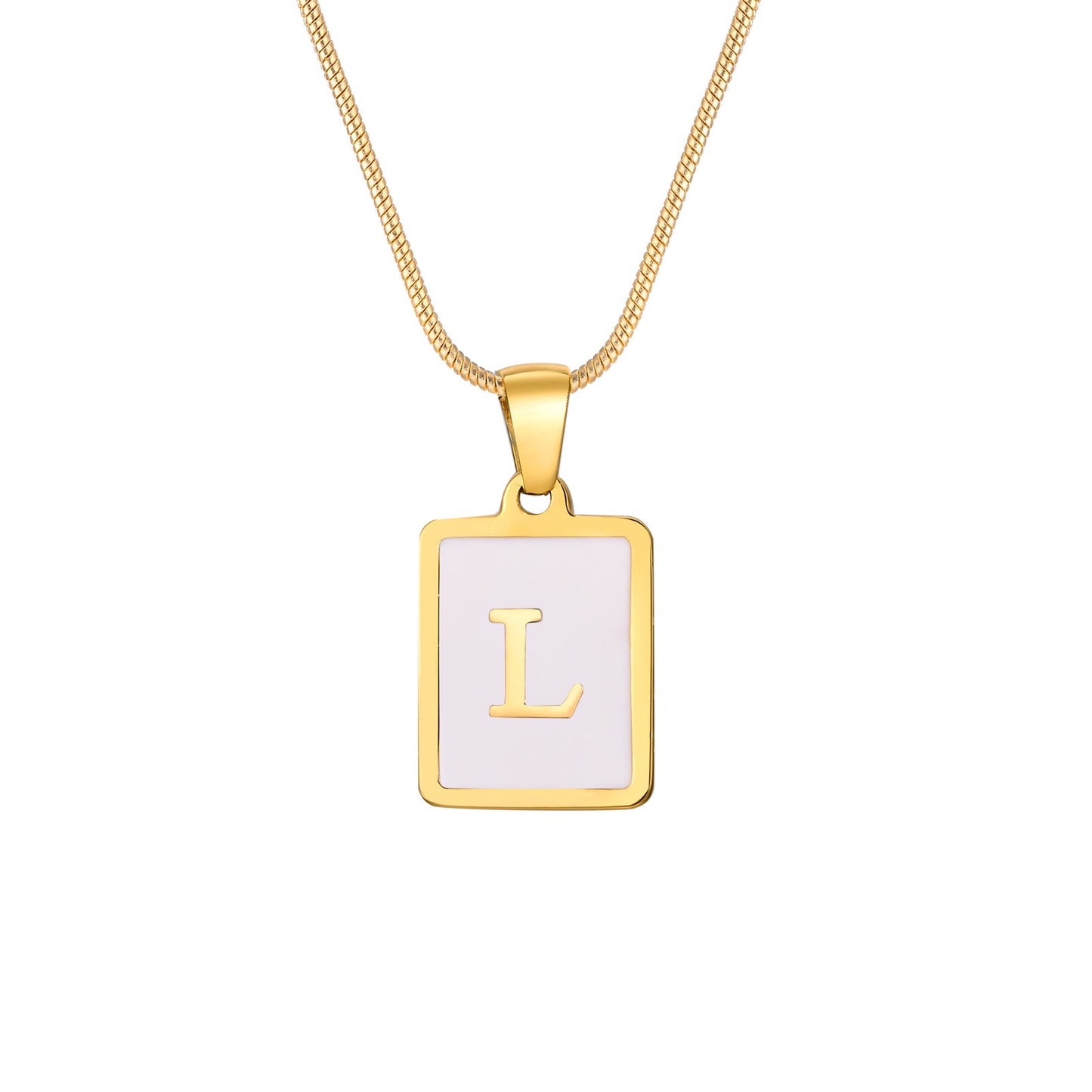 European And American Stainless Steel Gold Letter Pendant Necklace Women
