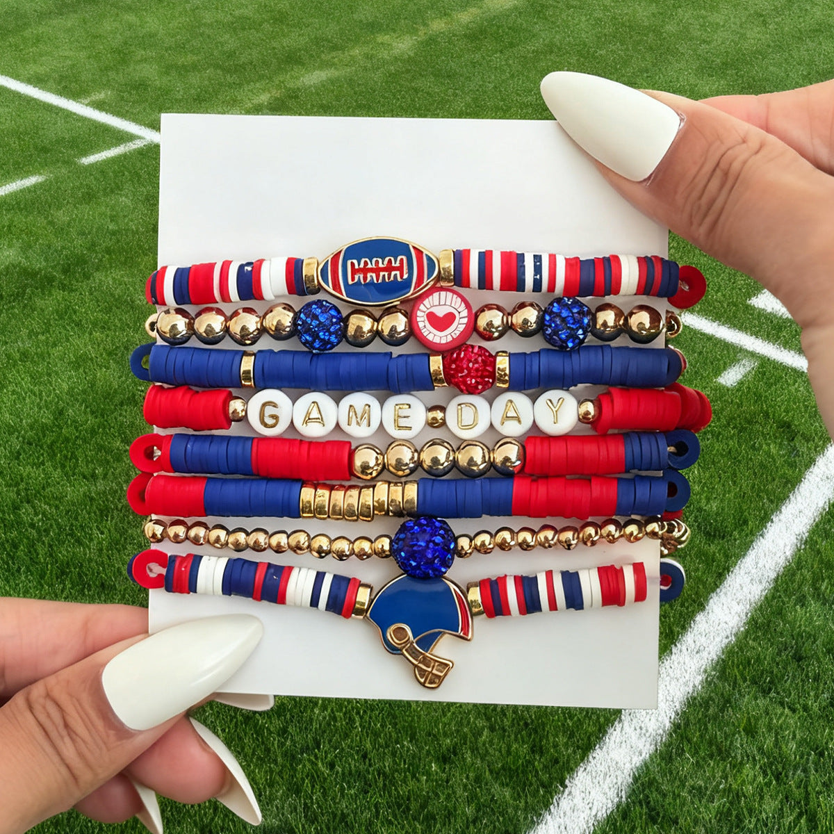 Planderful Football Bracelet Set Vienna Verve Game Day Jewelry For Women Bold Colorful Drip Statement