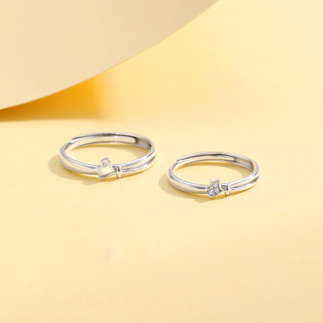 Planderful Everyday Genie – Sansheng Youapricot 925 Sterling Silver Couple Ring for Women with Micro-Inlaid Ginkgo Biloba for Valentine's Day