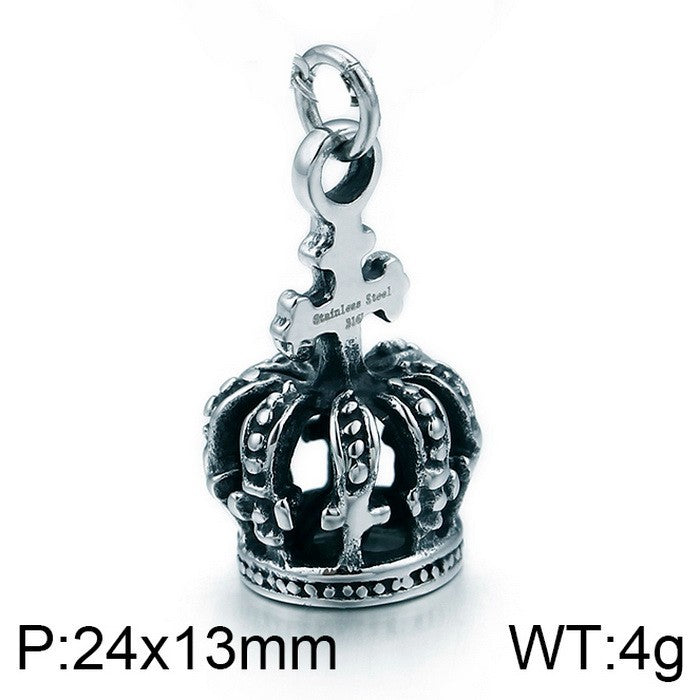 Planderful Vintage Cross Flower Mens Pendant Black Zircon