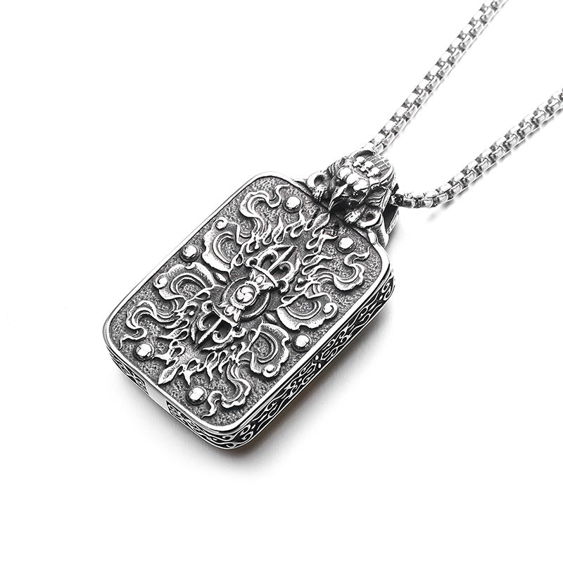 Steel Necklace Elegant Thangka Buddha Head Pendant Nepalese Tibetan Spiritual Jewelry