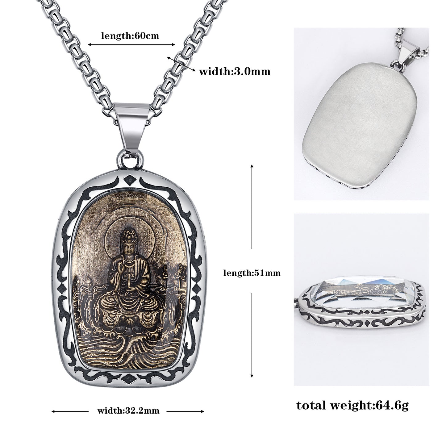 Steel Necklace – Vintage Buddha Pendant