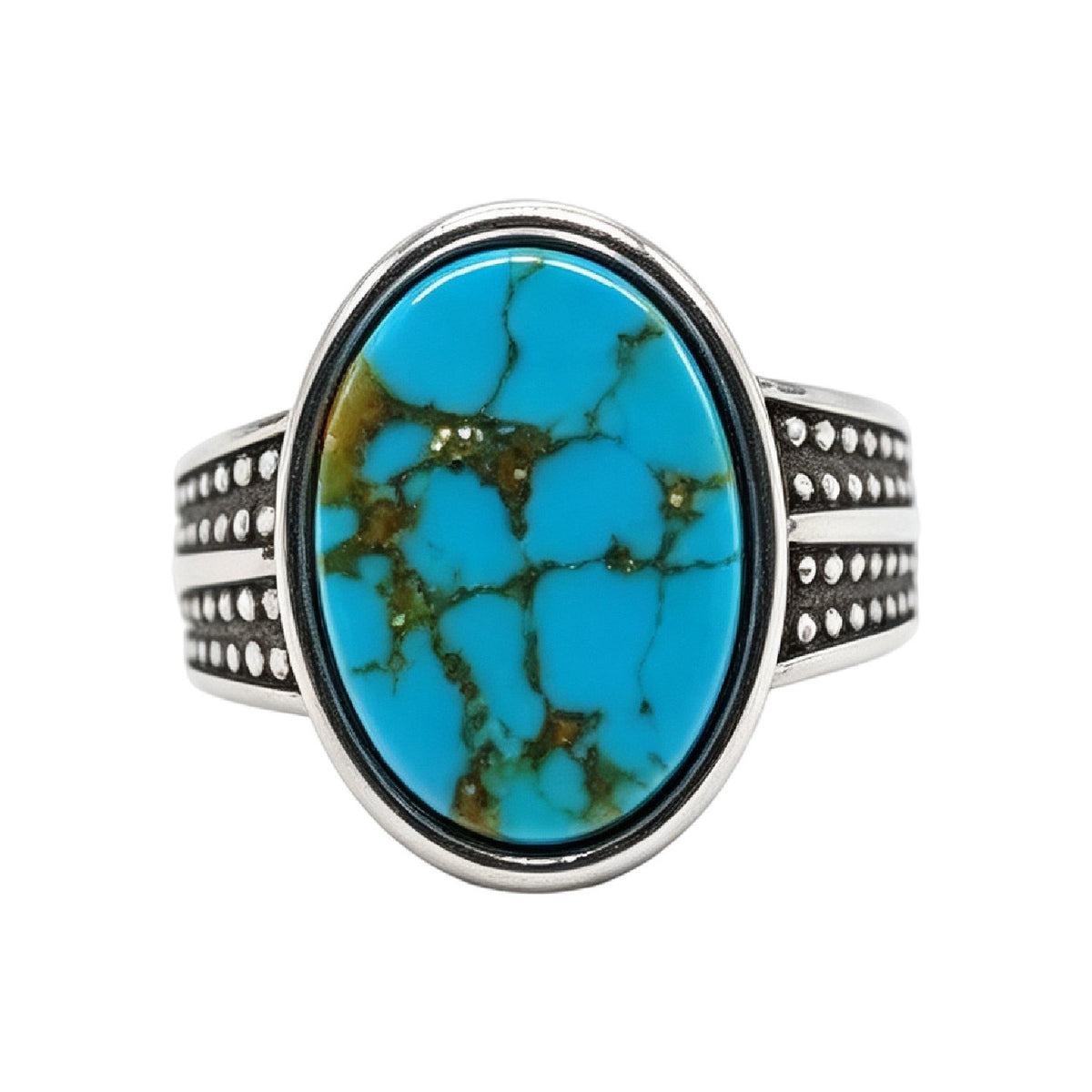 Double-Row Gemstone Titanium Steel Ring