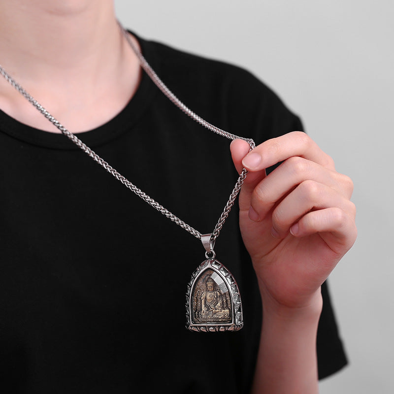 Steel Necklace – Elegant Chinese Buddha Style