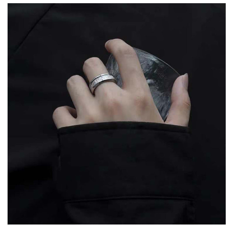 Frosty Titanium Steel Men's Ring with Ice Silk Detail - Live Jewelry Wholesale Show for Men