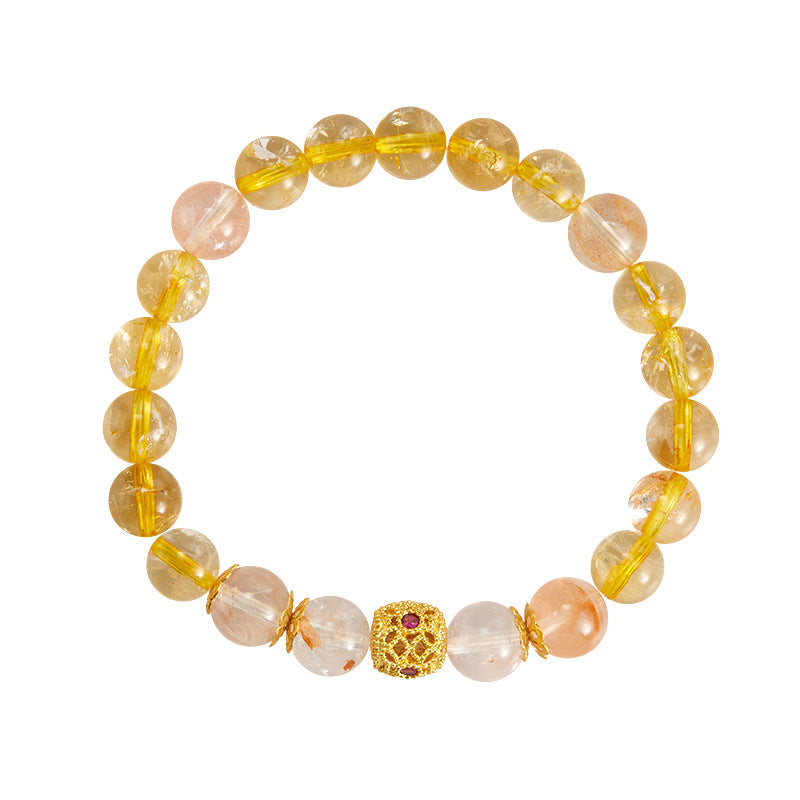 Natural Citrine Red Glue Flower Bracelet Chinese Style Accessories Women's Wholesale