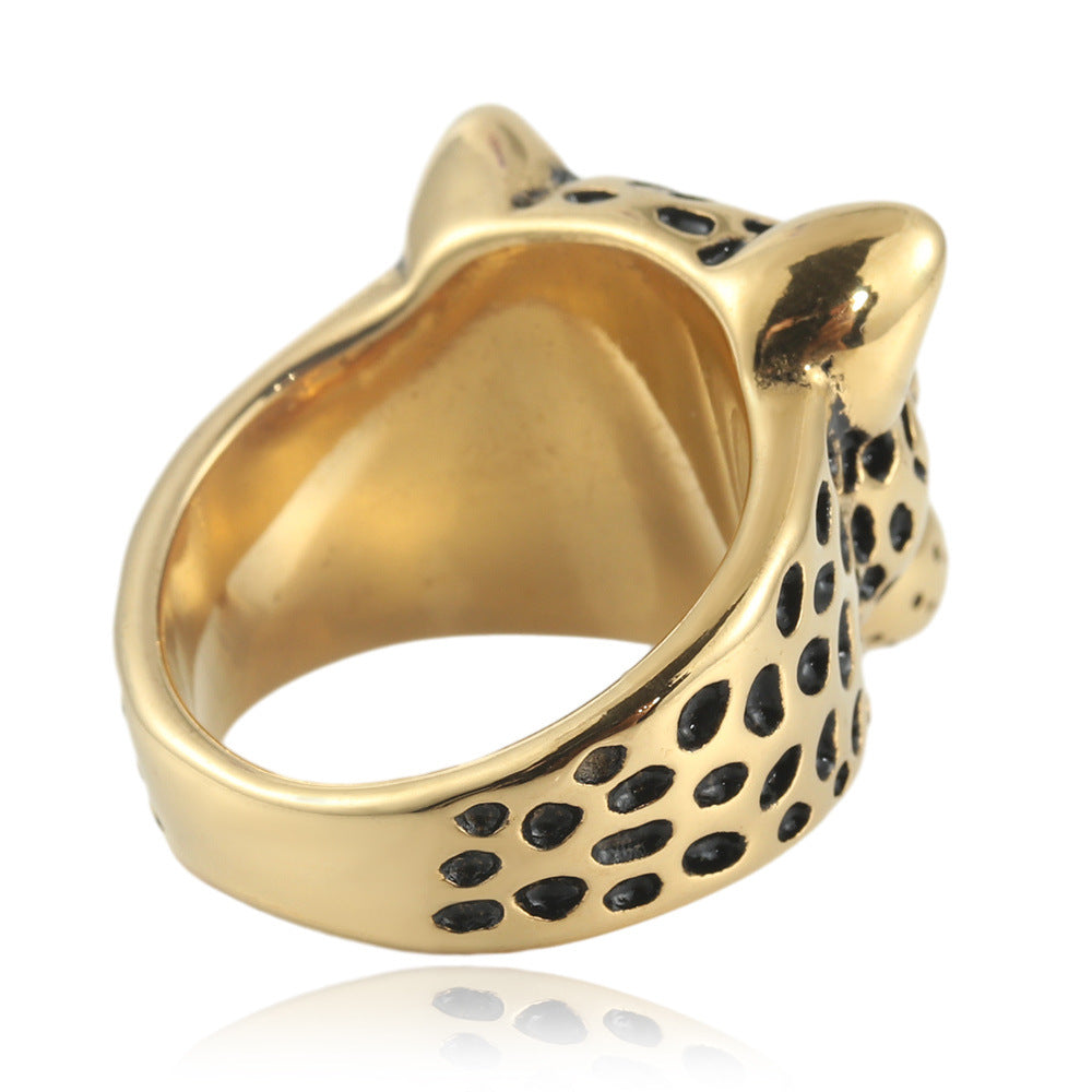 Titanium Steel Retro Leopard Ring for Men - Stylish Animal-Inspired Jewelry
