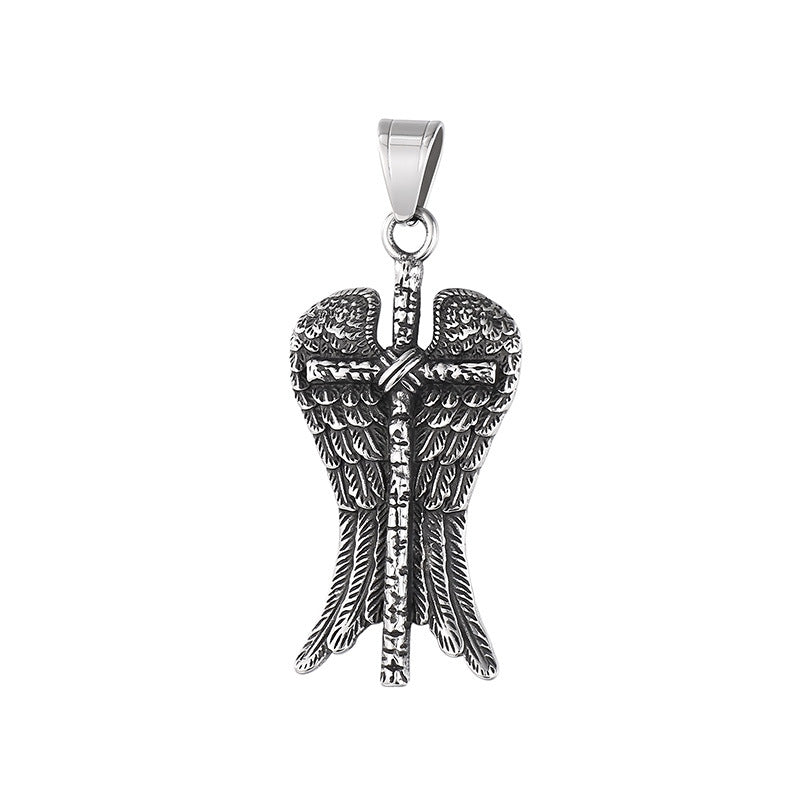 Planderful Zircon Cross Necklace for Men Titanium Steel