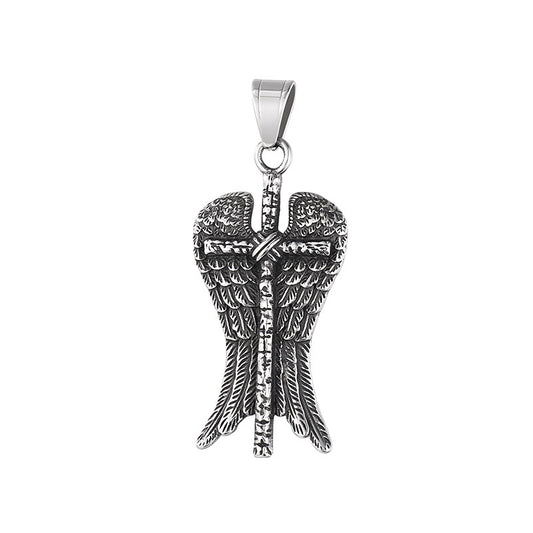 Planderful Zircon Cross Necklace for Men Titanium Steel