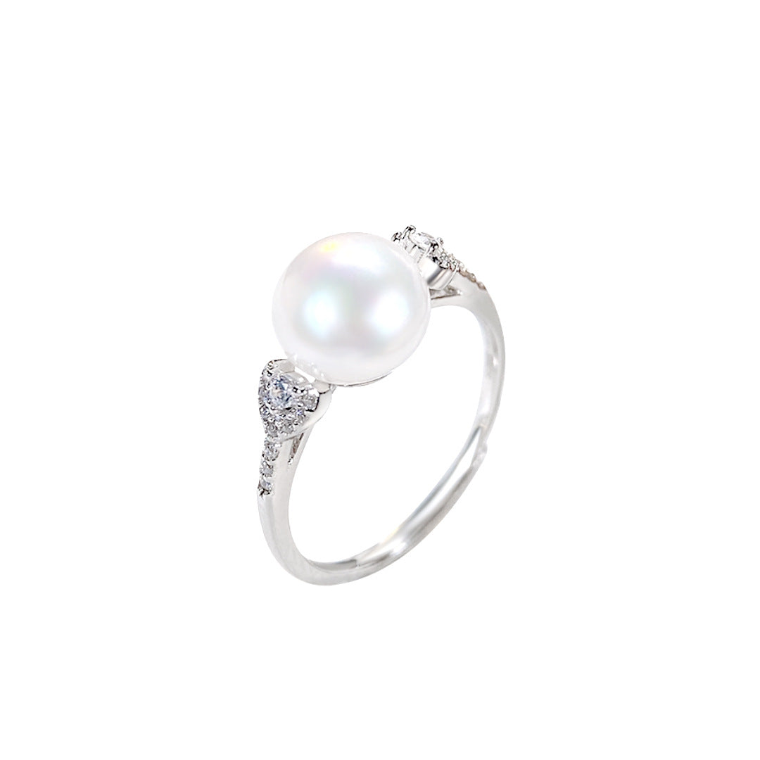 S925 Sterling Silver Freshwater Pearl Ring — Adjustable