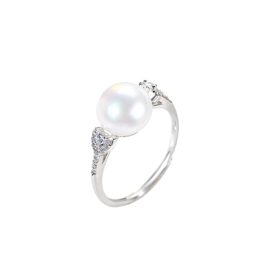 S925 Sterling Silver Freshwater Pearl Ring — Adjustable