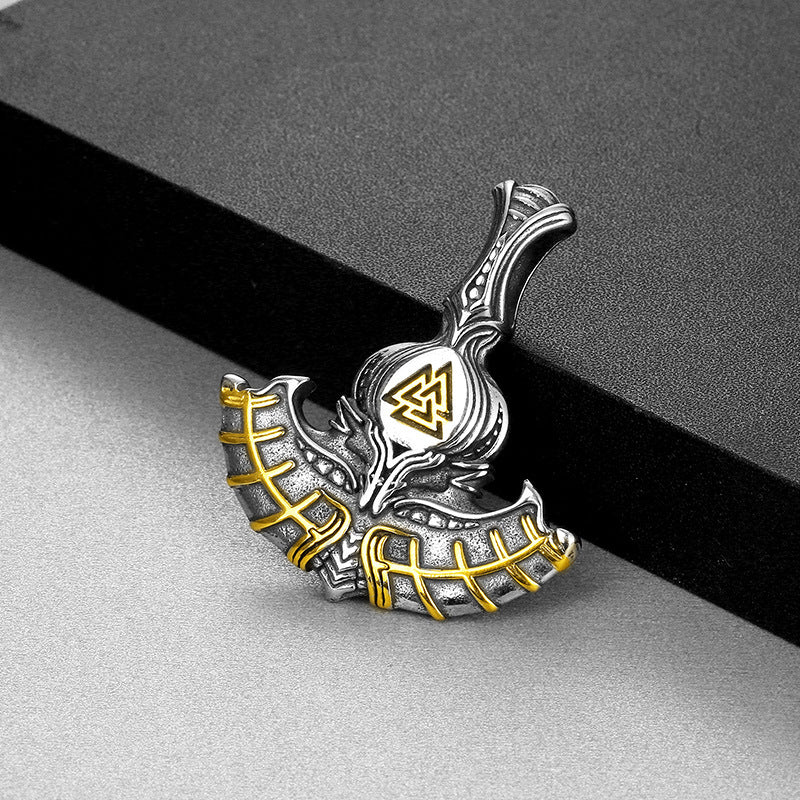 Viking Triangle Rune Thor's Axe Men's Pendant - Retro Stainless Steel Fashion Accessory