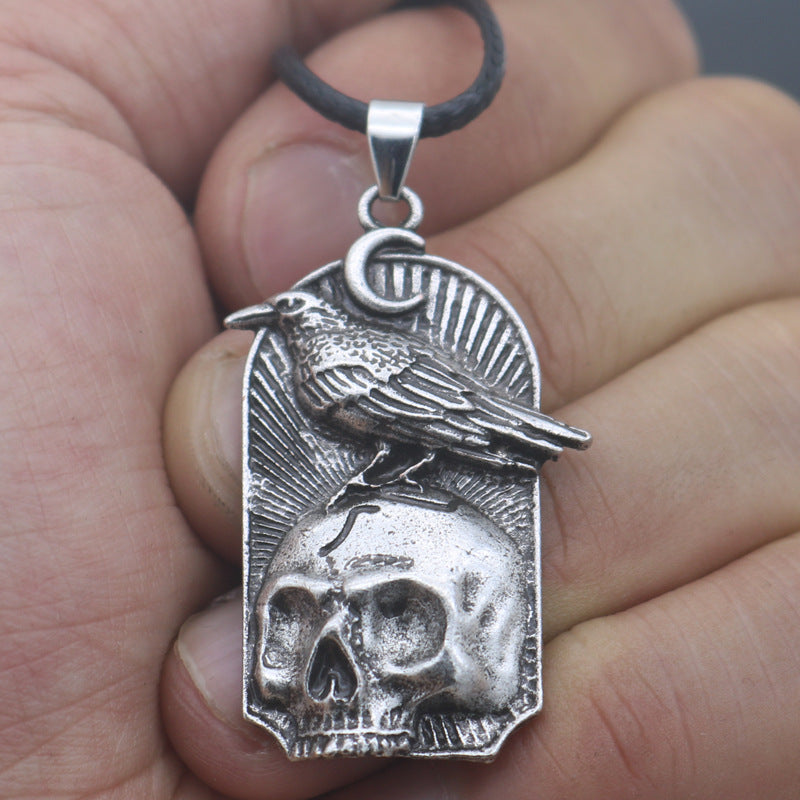 Planderful Celtic Skull Moon Necklace Punk Men Women