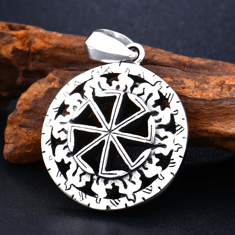 Nordic Viking-Inspired Retro Stainless Steel Hollow Flame Pendant for Men - European and American Cross-Border Jewelry