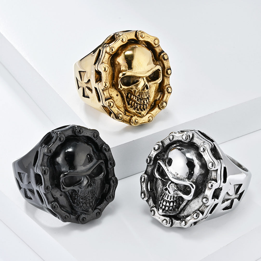 European American Retro Hiphop Skull Ring for Men Wholesale