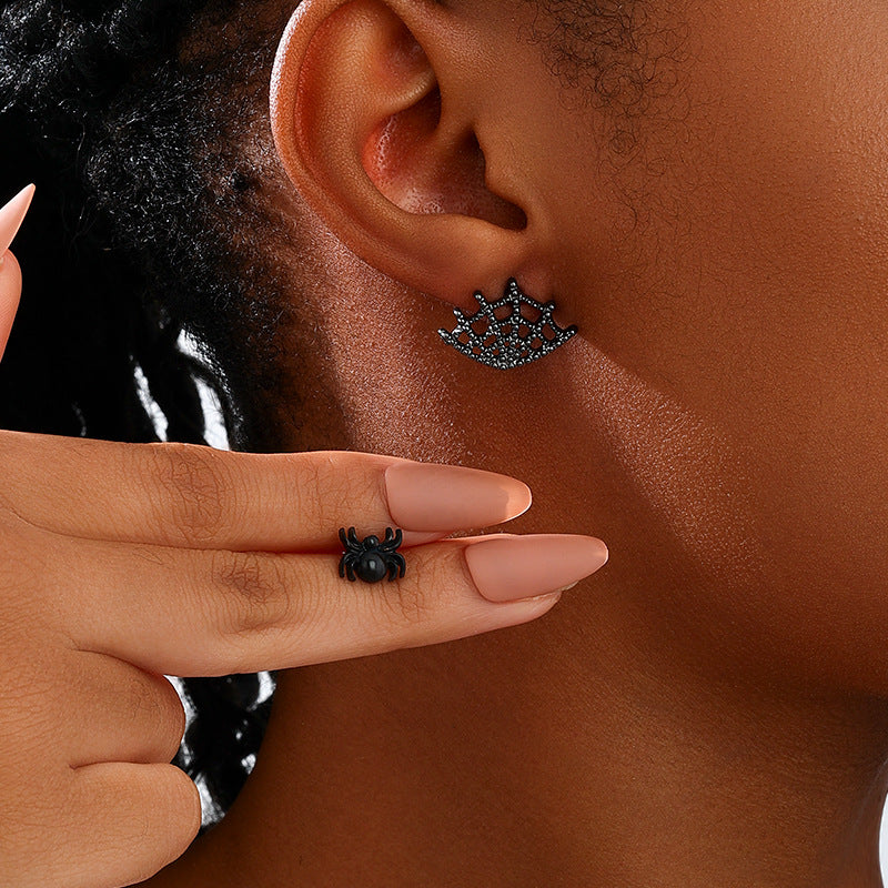 Planderful Vienna Verve Earrings Set – Creative Gothic Spider Web Design