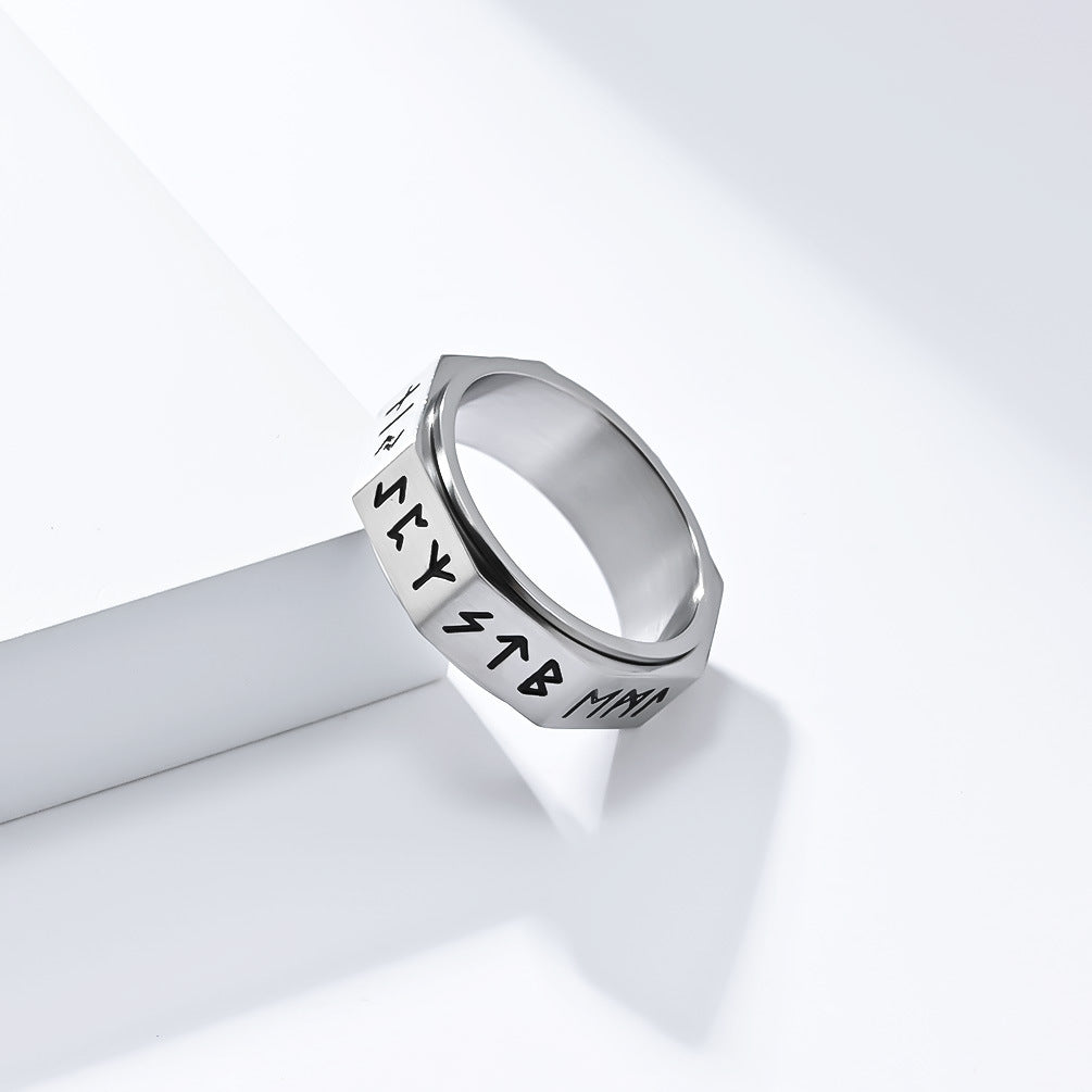 Nordic Viking Eight-Sided Rotating Titanium Steel Ring