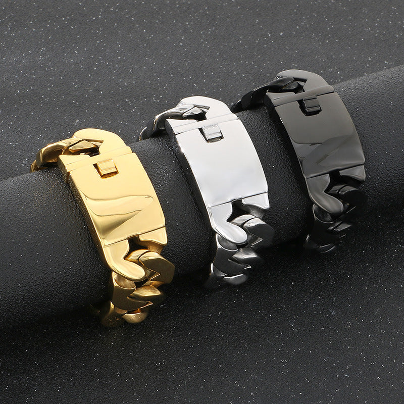 Planderful Cuban Chain Titanium 24mm Mens Bracelet Premium