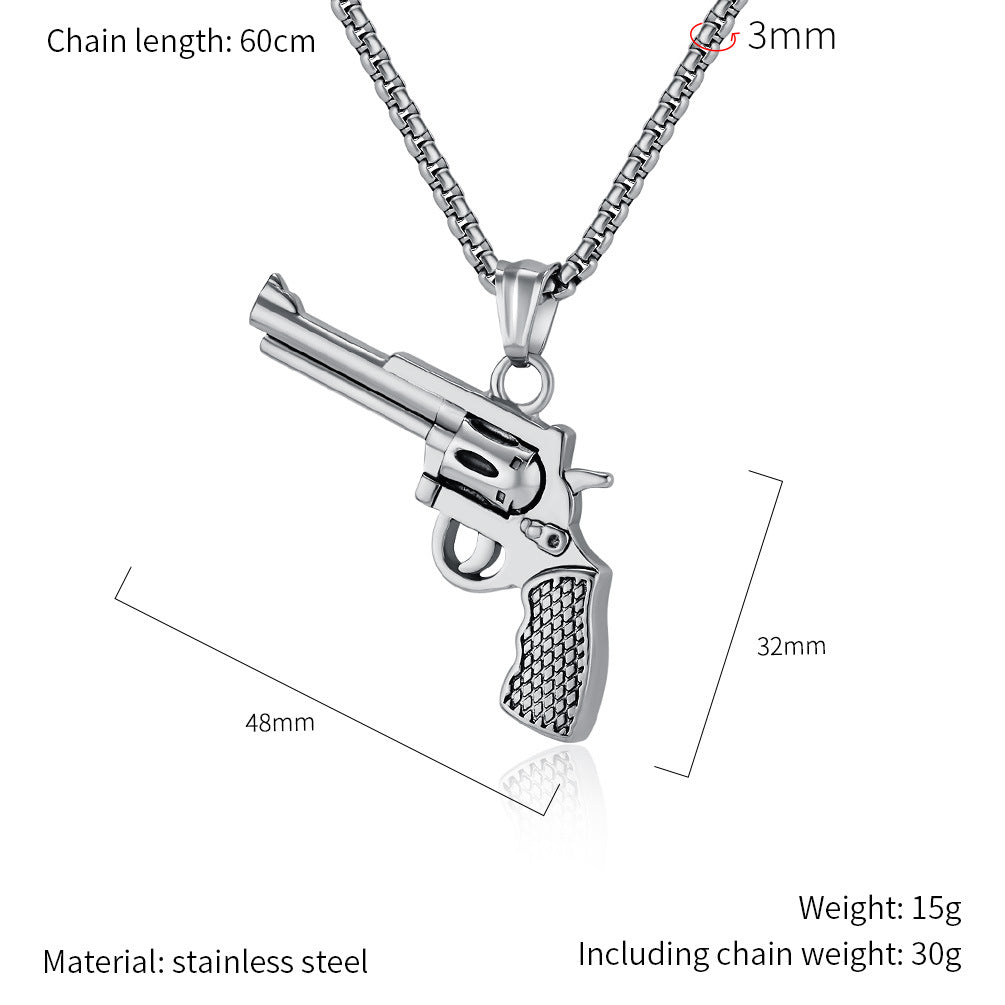 Planderful Revolver Necklace Durable Steel Accessory For Streetwear Enthusiasts And Urban Fashion Fans