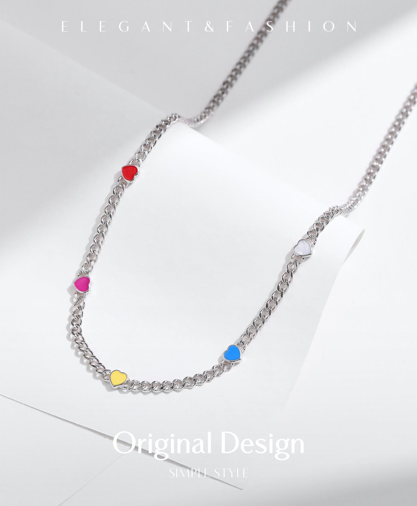 Planderful Collection Everyday Genie S925 Sterling Silver Japanese and Korean Temperament Sweet Dopamine Color Scheme Choker Short Necklace Collarbone Chain Women – Elegant and Trendy Jewelry