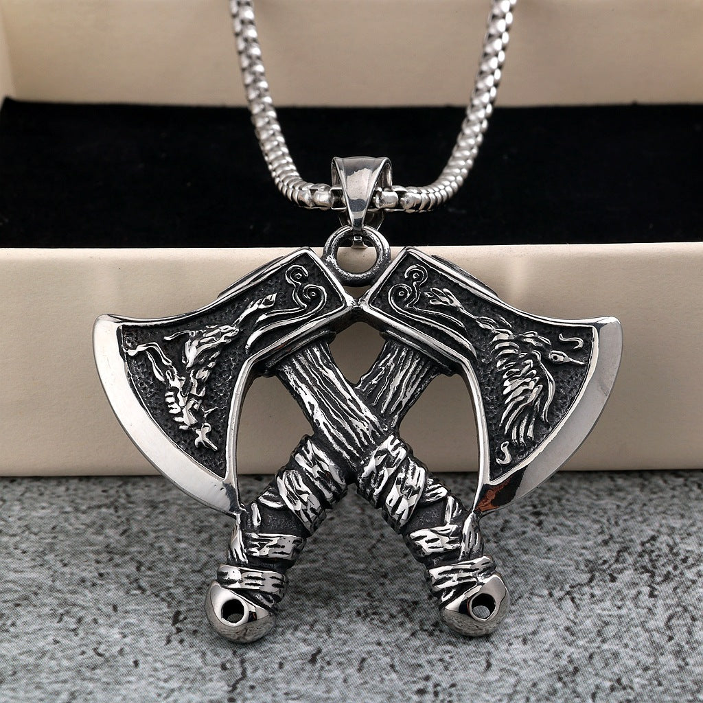 Vintage Viking Stainless Steel Men's Pendant Necklace