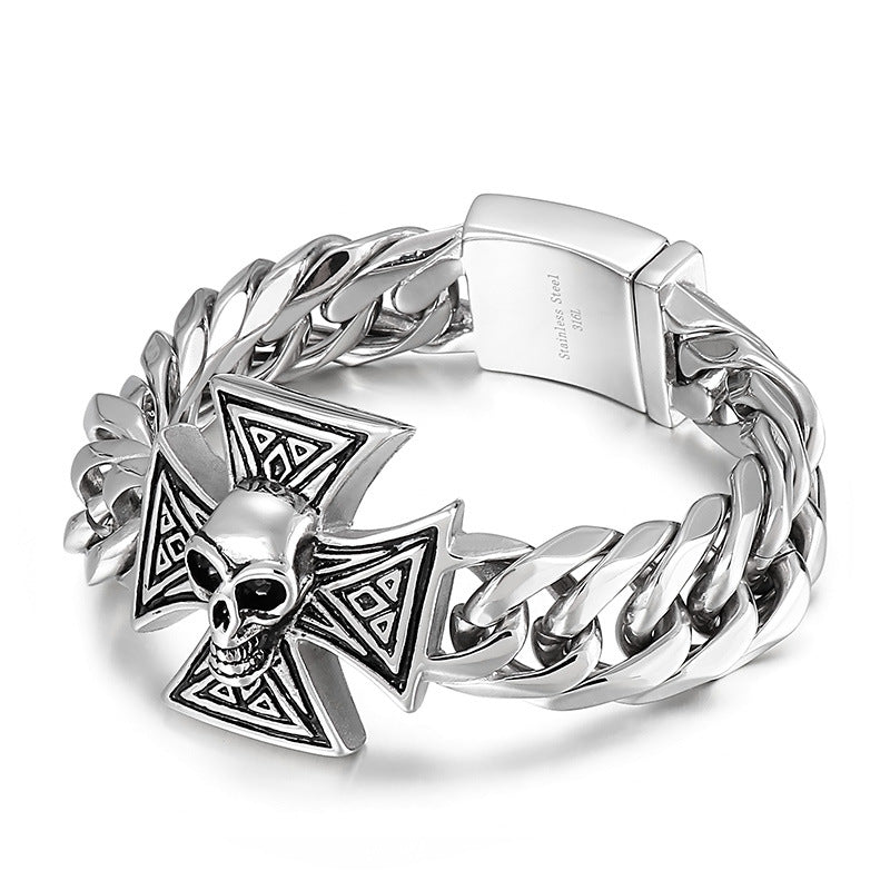 Cross Skull Men's Stainless Steel Bracelet