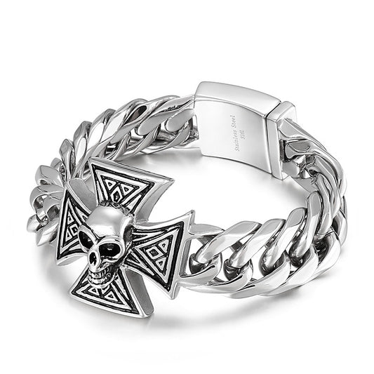 Cross Skull Men's Stainless Steel Bracelet