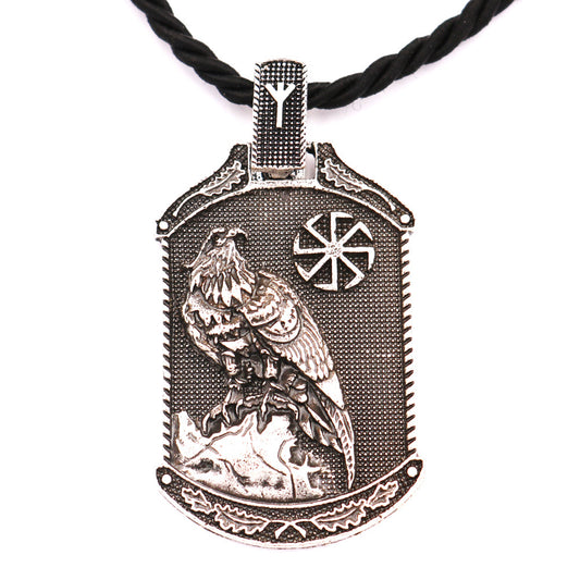 Viking Eagle Rune Metal Pendant Necklace - Norse Legacy Collection